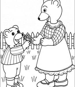 12张充满温情和教育意义的儿童动画片《小棕熊布朗》卡通涂色简笔画！