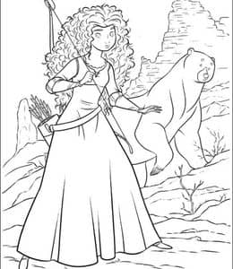 13张《勇敢传说》梅里达公主和可爱熊的冒险故事卡通涂色图片！