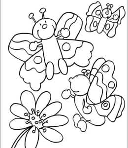 11张花园中昆虫忙碌蝴蝶毛毛虫蜘蛛涂色卡通简笔画大全！