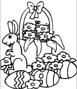 11张象征着重生和希望的复活节女孩兔子彩蛋卡通涂色儿童画