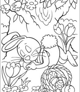 11张森林中睡觉的小兔子复活节万圣节圣诞节的可爱兔子涂色图片下载！