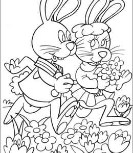 12张爱冒险的好奇兔子和女巫小朋友卡通涂色图片！