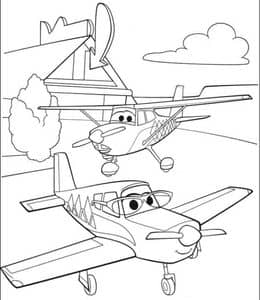 成为赛车飞行员！13张动画电影《飞机总动员》飞机工程车涂色图片下载！