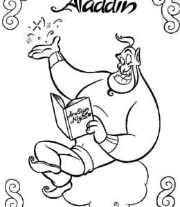 10张《阿拉丁》中拥有神奇力量的魔灯精灵Genie卡通涂色简笔画