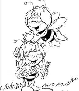 11张动画片《小蜜蜂玛雅》以及《爱冒险的朵拉》有趣可爱蜜蜂蚂蚁卡通涂色图片！