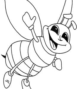 11张花虫中可爱的小蜜蜂天牛瓢虫蚂蝗昆虫涂色简笔画下载