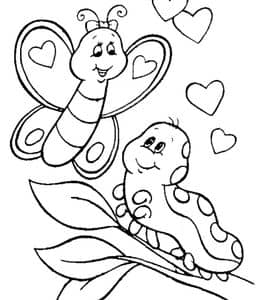 10张毛毛虫蝴蝶蚕有趣的昆虫幼儿卡通涂色简笔画大全！