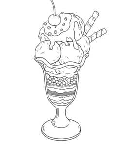 11张夏日完美的甜美可爱冰激凌杯卡通涂色简笔画