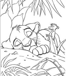 8张沙漠中虚弱的小狮子《狮子王》哈库那玛塔塔的卡通涂色故事