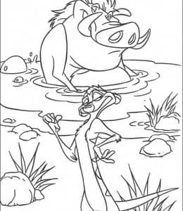 10张《狮子王》幽默和轻松的辛巴彭彭和丁满三个好朋友卡通涂色图片！