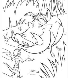 10张辛巴彭彭和丁满之间的友谊《狮子王》动画卡通涂色图片！