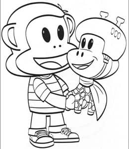 12张小猴子的动画片《小朱利叶斯》幼儿卡通涂色图片！