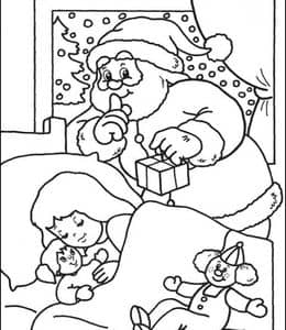 10张有趣的圣诞老人和熟睡的孩子们主题涂色图片下载！