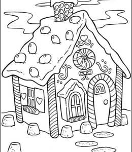 10张充满想象力和节日气氛的圣诞节的糖果小屋卡通涂色简笔画