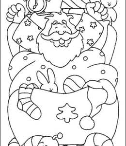 10张睡懒觉的圣诞老人有趣的圣诞故事涂色图片下载