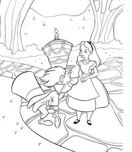 11张童话故事《爱丽丝梦游仙境》爱丽丝与帽子先生主题涂色图片！