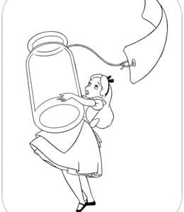 10张荒诞性和不合逻辑的《爱丽丝梦游仙境》爱丽丝公主卡通涂色图片免费下载！