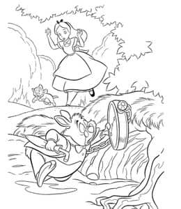 12张《爱丽丝梦游仙境》拿着怀表的兔子先生卡通涂色图片！