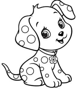 12张爱吃骨头的布丁小狗卡通涂色简笔画免费下载！