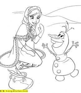 10张《冰雪奇缘》公主和雪宝有趣故事卡通涂色图片免费下载！