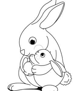 8张兔子妈妈和兔子宝宝卡通涂色图片！爱与幸福的小兔子！