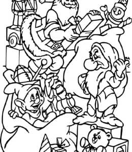 10张七个小矮人迪士尼公主小熊维尼圣诞节涂色图片免费下载！