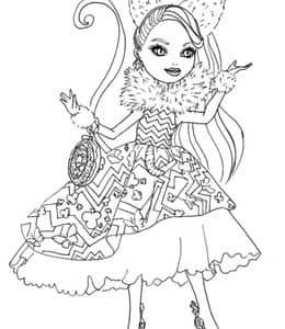 10张公主动画《童话高中》苹果公主和拉瑞斯猫女卡通角色主题涂色大全