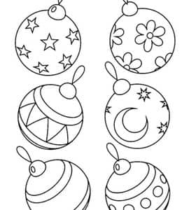 11张圣诞树上装饰彩球卡通涂色图纸免费下载！