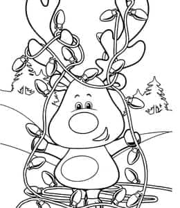 10张圣诞节故事中非常著名的驯鹿鲁道夫卡通涂色简笔画