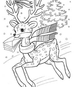 10张圣诞节送来礼物的驯鹿童话故事卡通涂色图片大全！