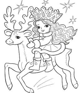 10张圣诞节的驯鹿和可爱小女孩圣诞节主题涂色图片大全！