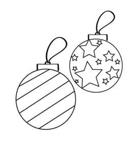 9张装饰在圣诞树上的圣诞彩球卡通涂色手工图纸免费下载