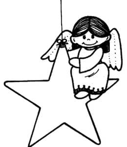 10张非常受欢迎的圣诞小天使和圣诞小星星卡通涂色简笔画！
