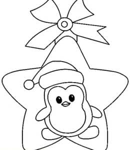 11张带有小企鹅小白熊小天使有趣的圣诞节星星卡通涂色简笔画！