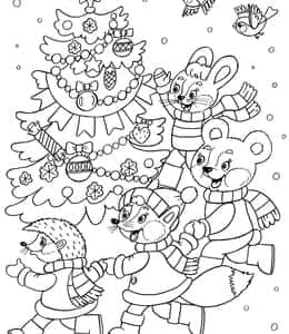 童话森林中的圣诞树！9张缀满礼物的的圣诞树涂色儿童画免费下载！