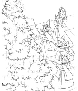 11张仙女睡美人卡通人物圣诞树儿童涂色大全免费下载！