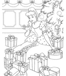 和仙杜瑞拉公主一起过圣诞节！11张浪漫有爱的圣诞树涂色图片！