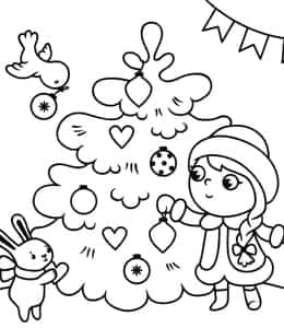 期待圣诞礼物！11张装饰圣诞树的孩子们涂色简笔画大全！