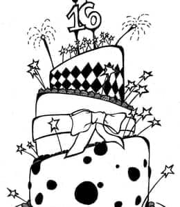 10张带着漂亮蜡烛的草莓芒果生日蛋糕卡通涂色简笔画！