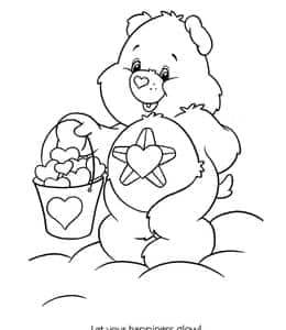 12张软萌萌的可爱爱心《彩虹熊》动画片卡通涂色图片