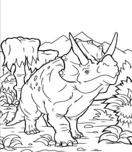 认识三角龙！11张晚白垩世末期北美洲著名草食性恐龙卡通涂色图片免费下载！