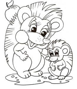 13张刺猬妈妈和刺猬宝宝有趣的动物涂色简笔画免费下载