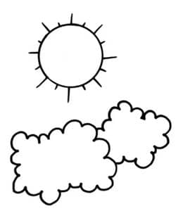 10张云朵月亮太阳幼儿涂色卡通风景简笔画下载