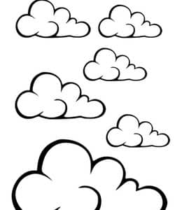多变的云朵！10张云朵的观察日记幼儿卡通涂色简笔画！