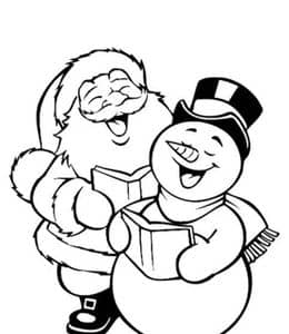 10张圣诞老人和圣诞小雪人唱圣诞歌有趣的卡通涂色大全！