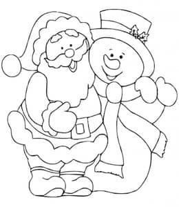 10张快乐的圣诞老人和圣诞雪人有趣的漫画涂色图片！