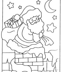 10张经典圣诞老人钻烟囱送礼物卡通涂色图片免费下载！