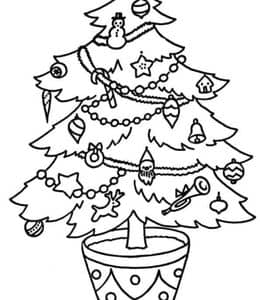 10张缀满彩灯的圣诞树是圣诞节庆祝活动中的经典象征主题涂色图片！