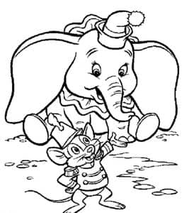 11张《小飞象》Dumbo和朋友们动画片涂色打印图片免费下载
