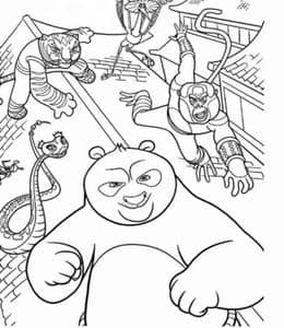 11张《Kung Fu Panda》功夫熊猫阿宝和朋友们卡通涂色图片！